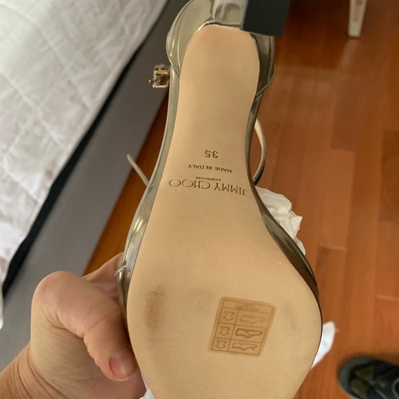 Jimmy Choo Misty 120 sandals in gold tone leather - Picture 4 of 6